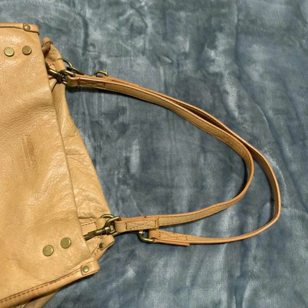 American Leather Co. Lenox Satchel Tan Leather Shoulder Bag Purse Triple Entry - Picture 16 of 16